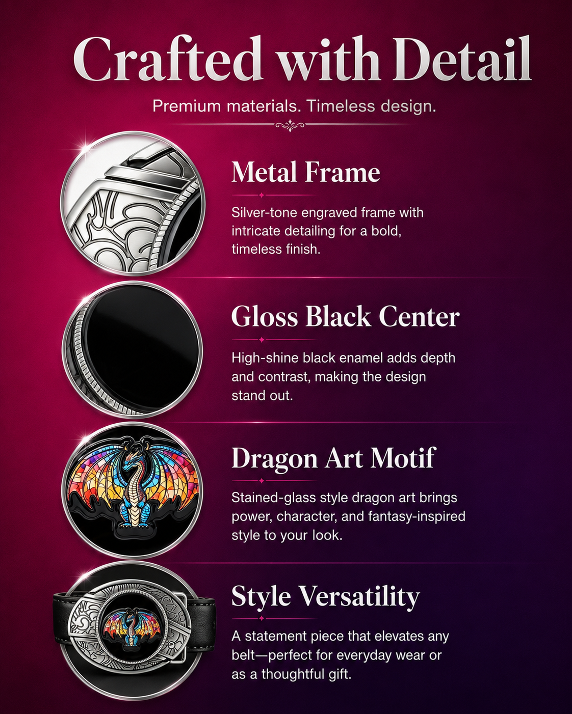 Art Dragon Knife Belt Buckle