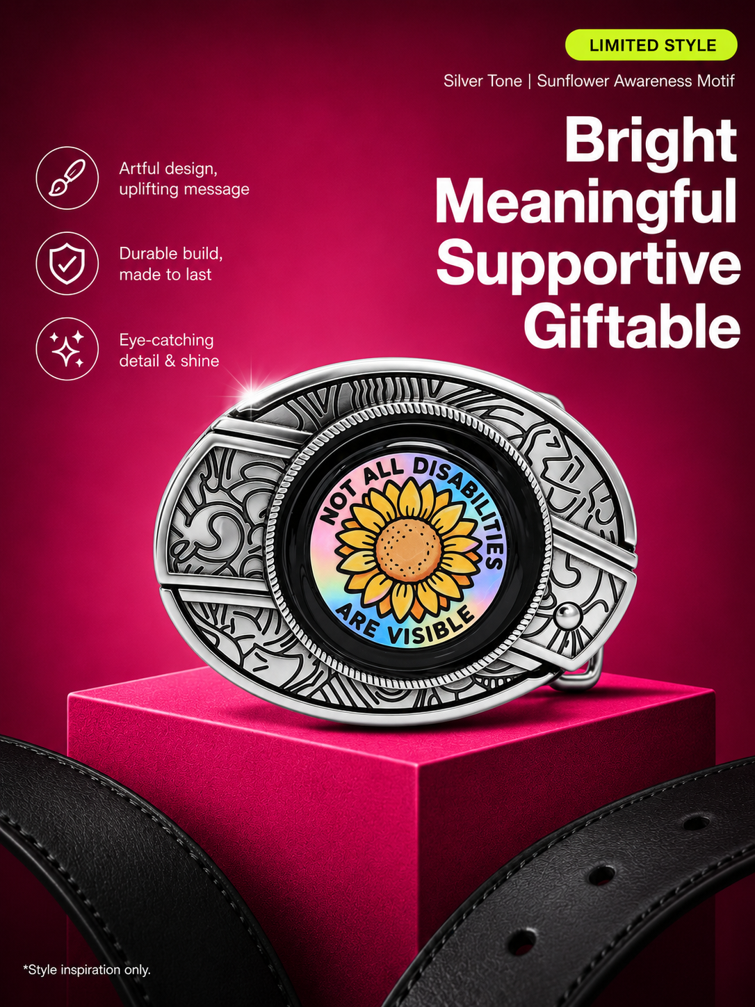 Awareness SunFlower Knife Belt Buckle