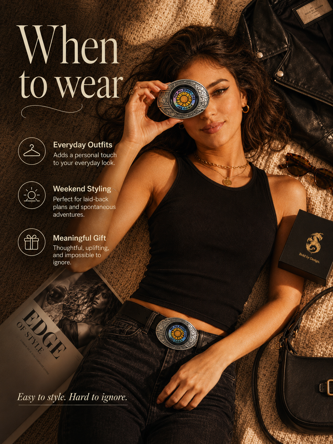 Awareness SunFlower Knife Belt Buckle