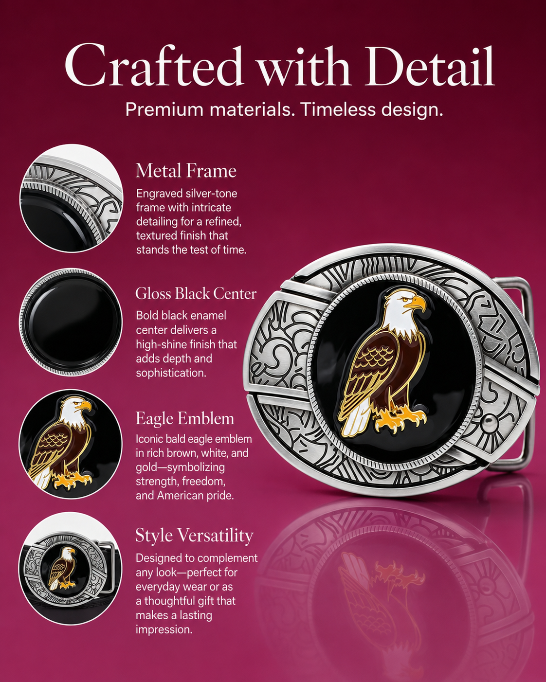 Classic Eagle Knife Belt Buckle