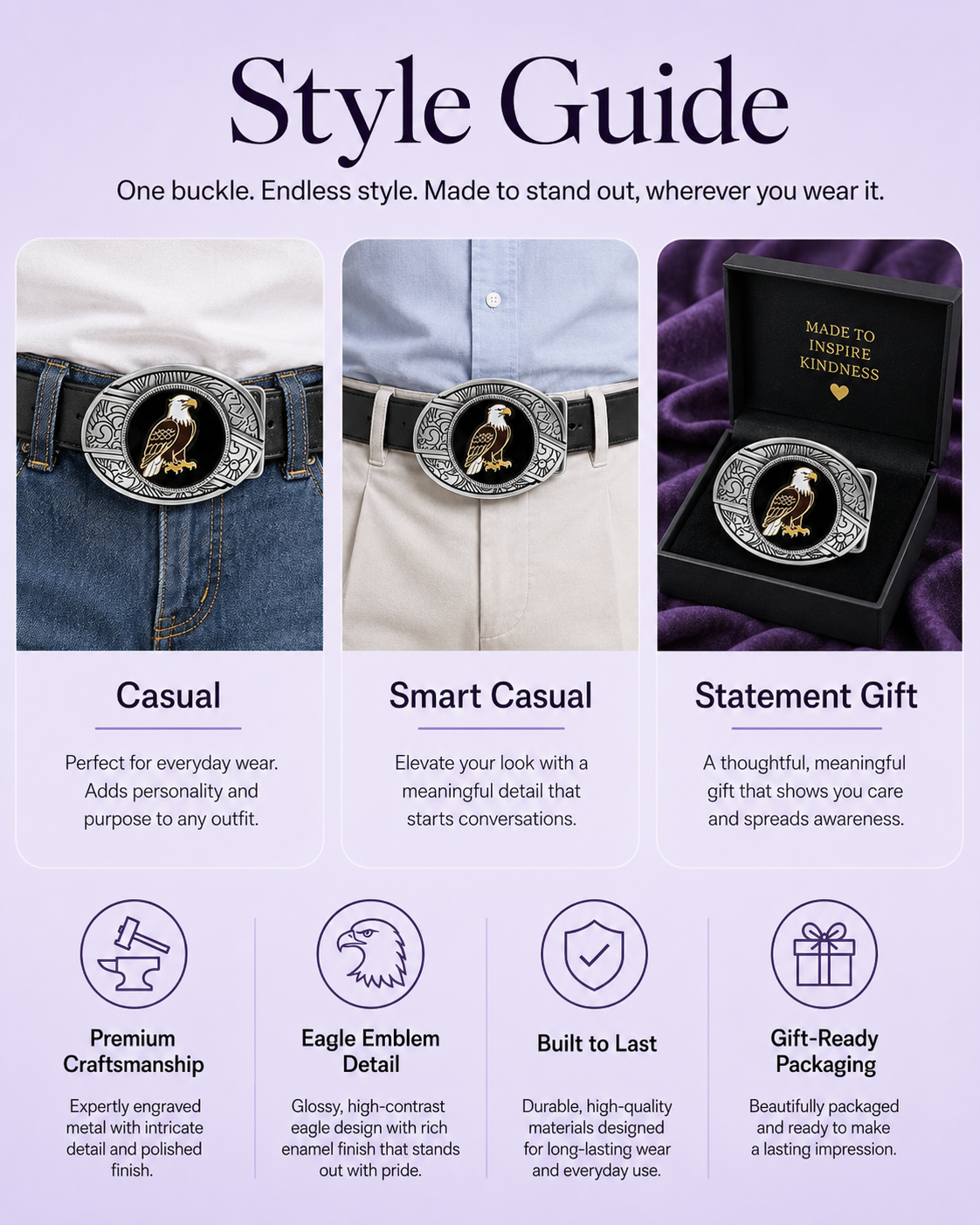 Classic Eagle Knife Belt Buckle