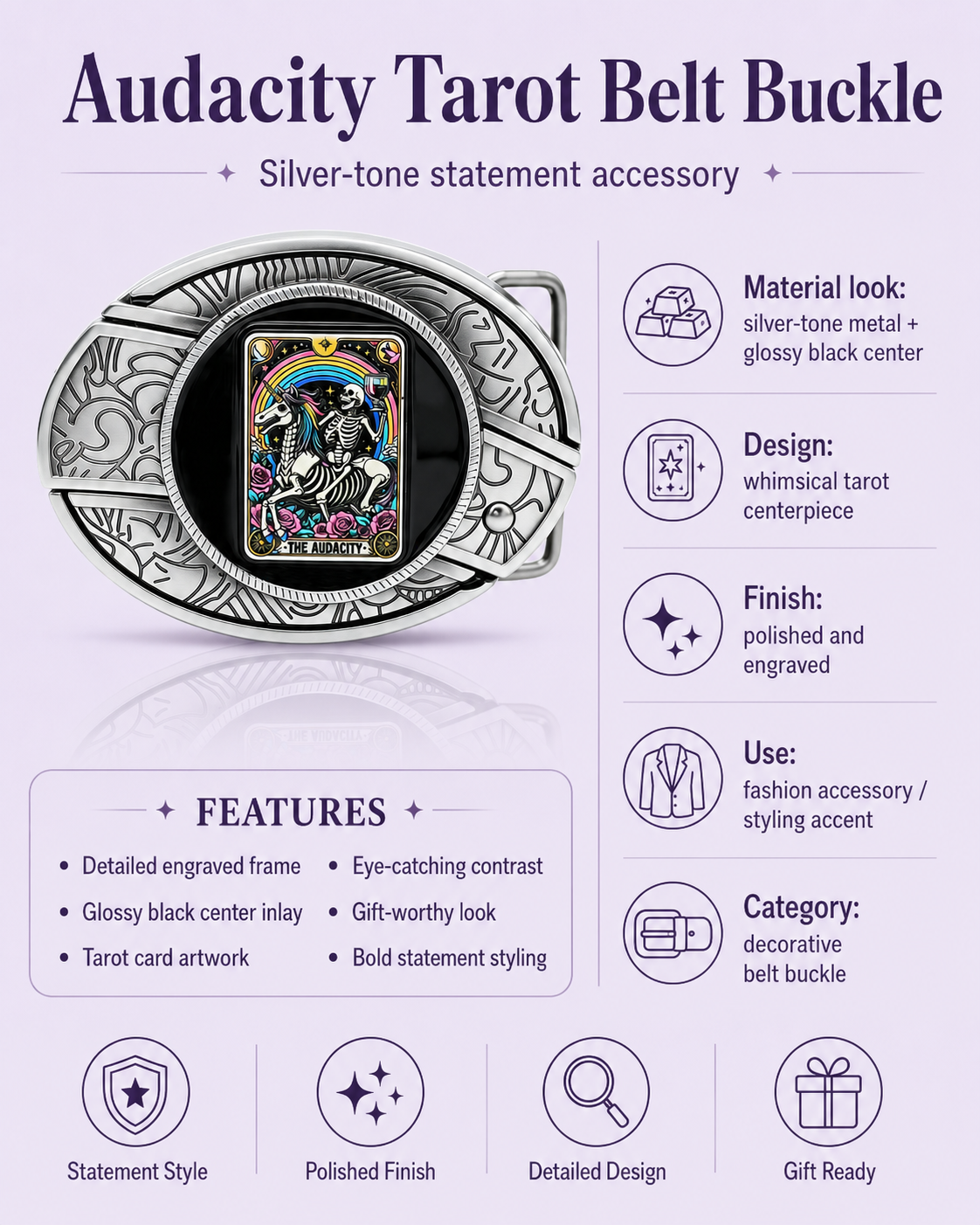 Audacity Tarot Knife Belt Buckle