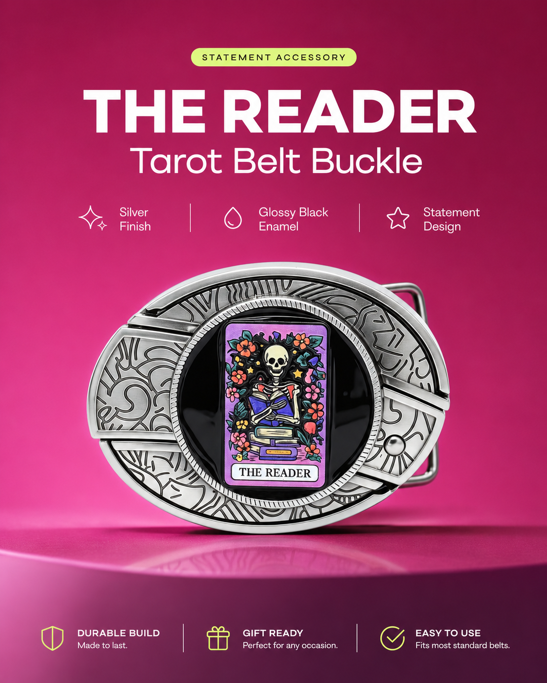 Tarot The Reader Knife Belt Buckle