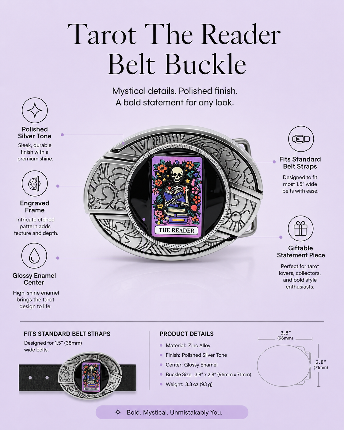 Tarot The Reader Knife Belt Buckle