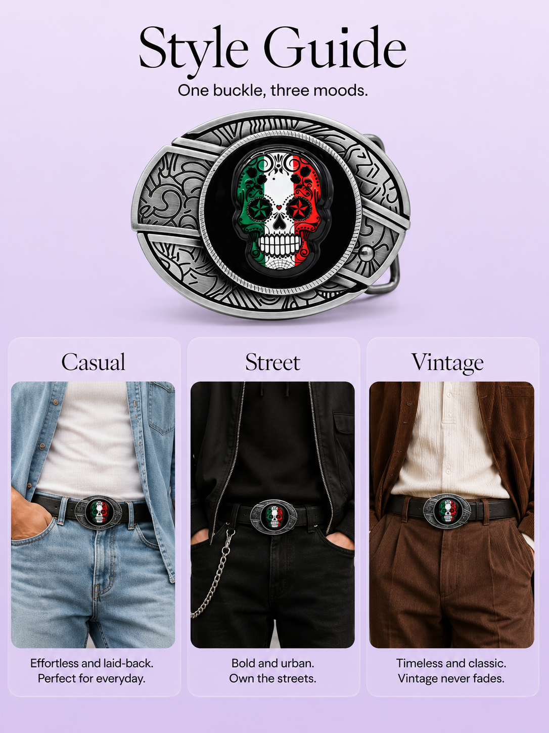 Sugar Skull Knife Belt Buckle