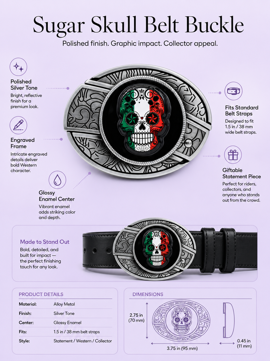Sugar Skull Knife Belt Buckle detail 5