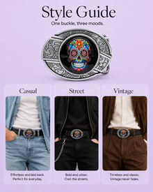 Art Skull Knife Belt Buckle