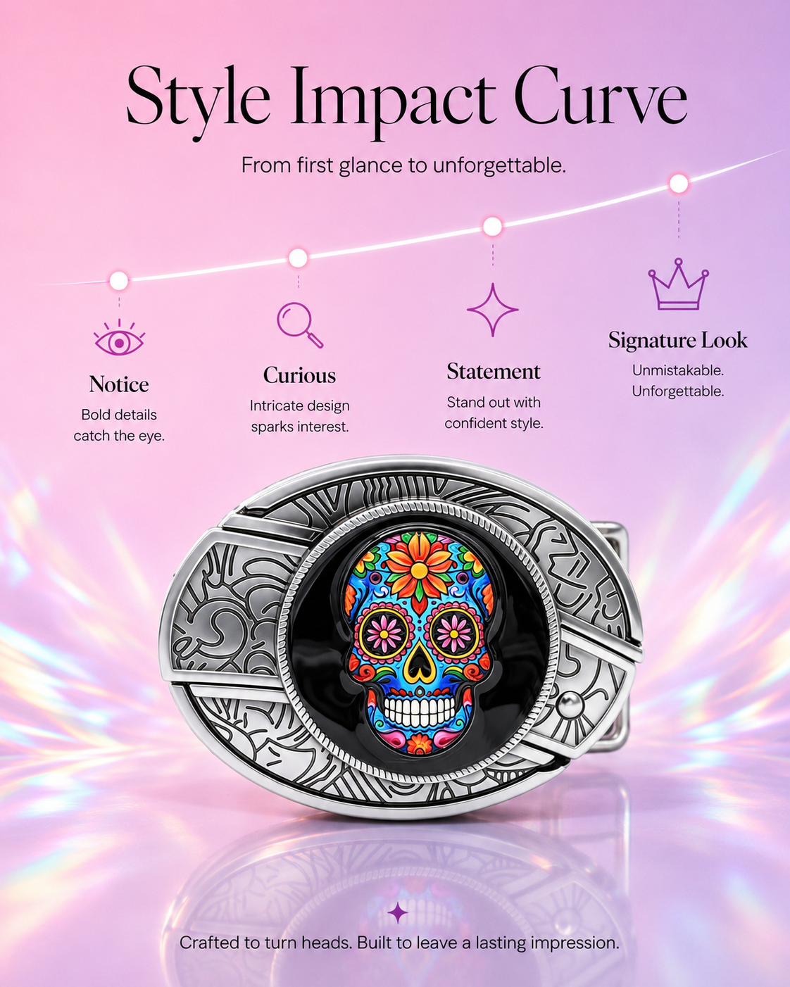 Art Skull Knife Belt Buckle