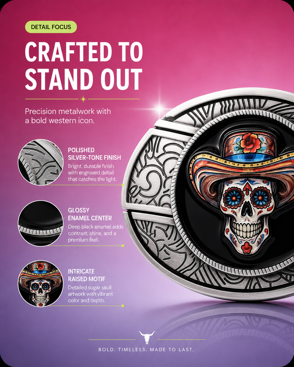Skull Wearing a Hat Knife Belt Buckle