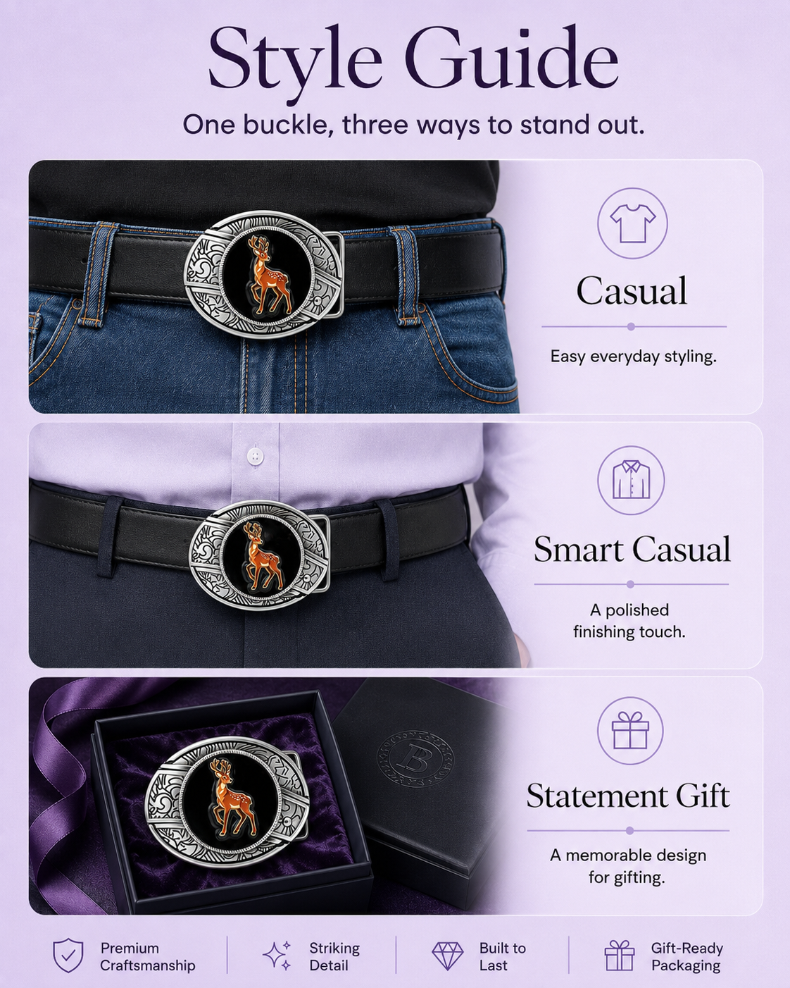 Cute Reindeer Knife Belt Buckle