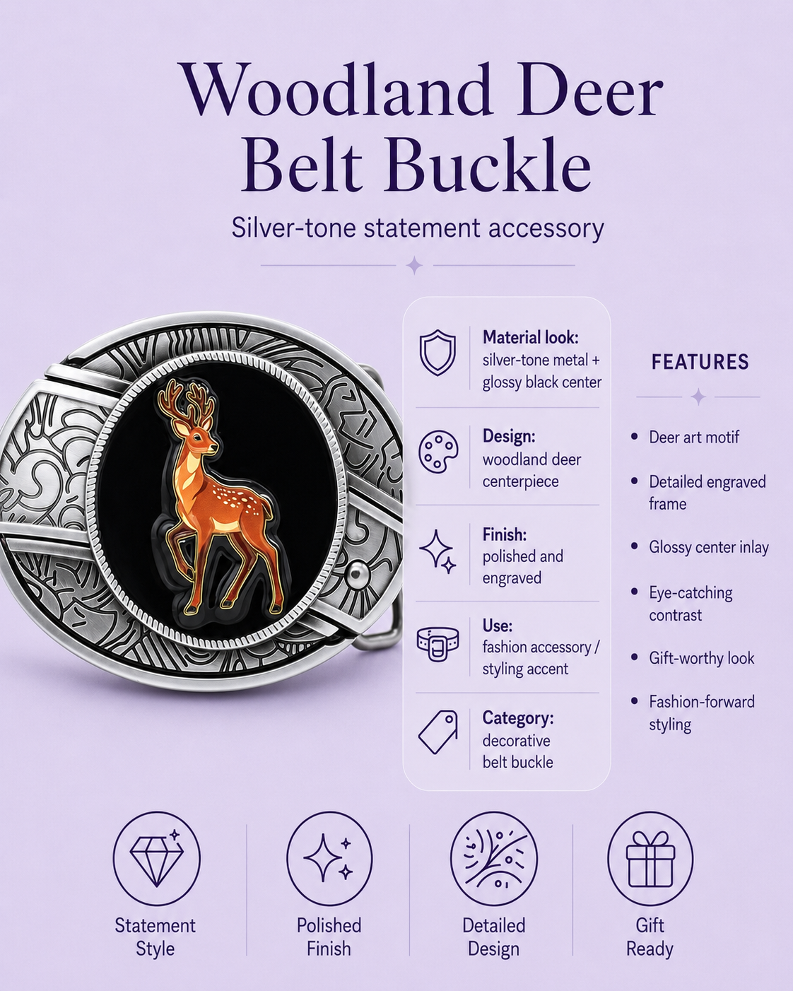 Cute Reindeer Knife Belt Buckle