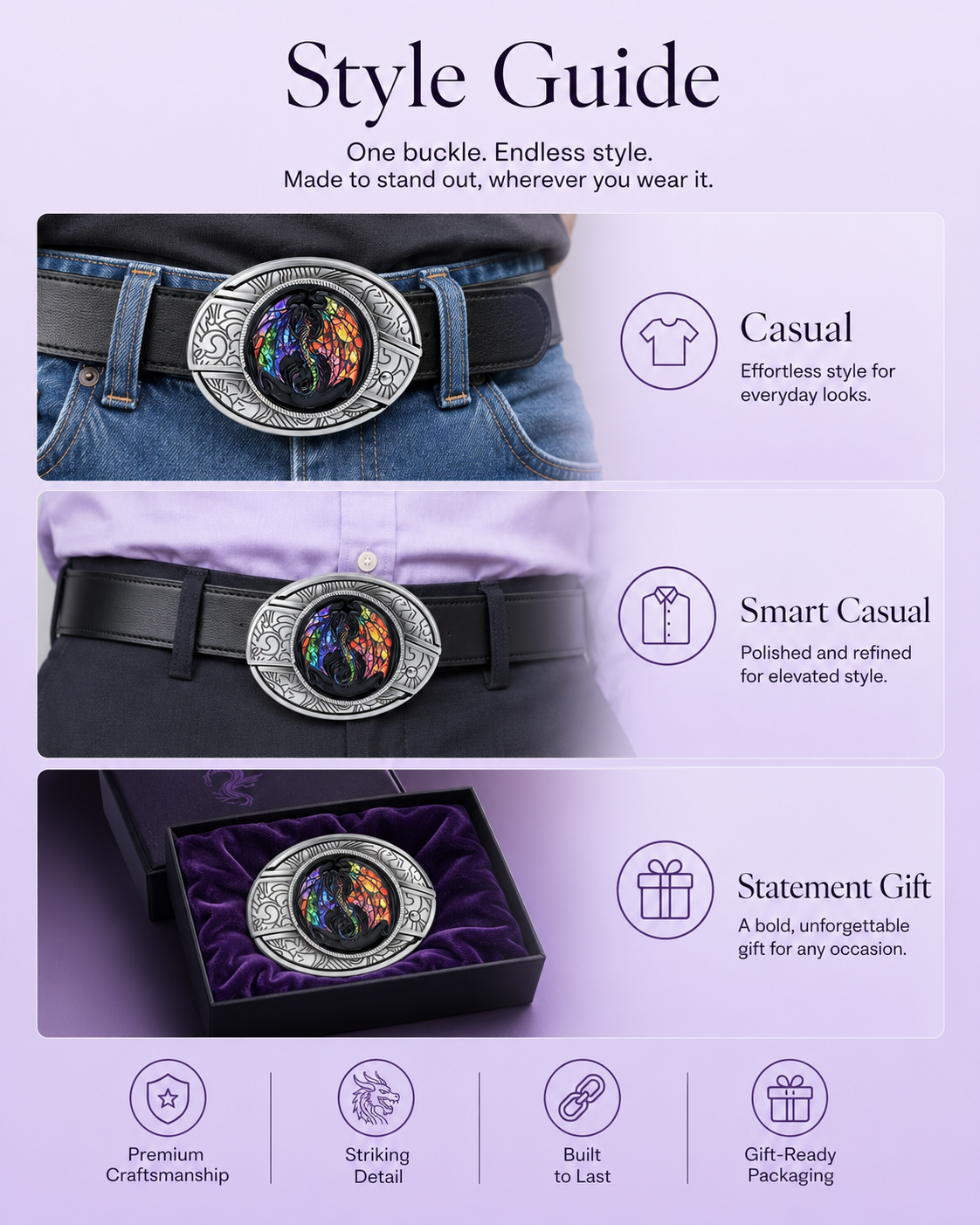 Fantasy Dragon-1 Knife Belt Buckle