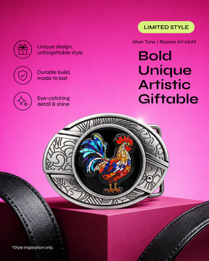Artistic Rooster Knife Belt Buckle