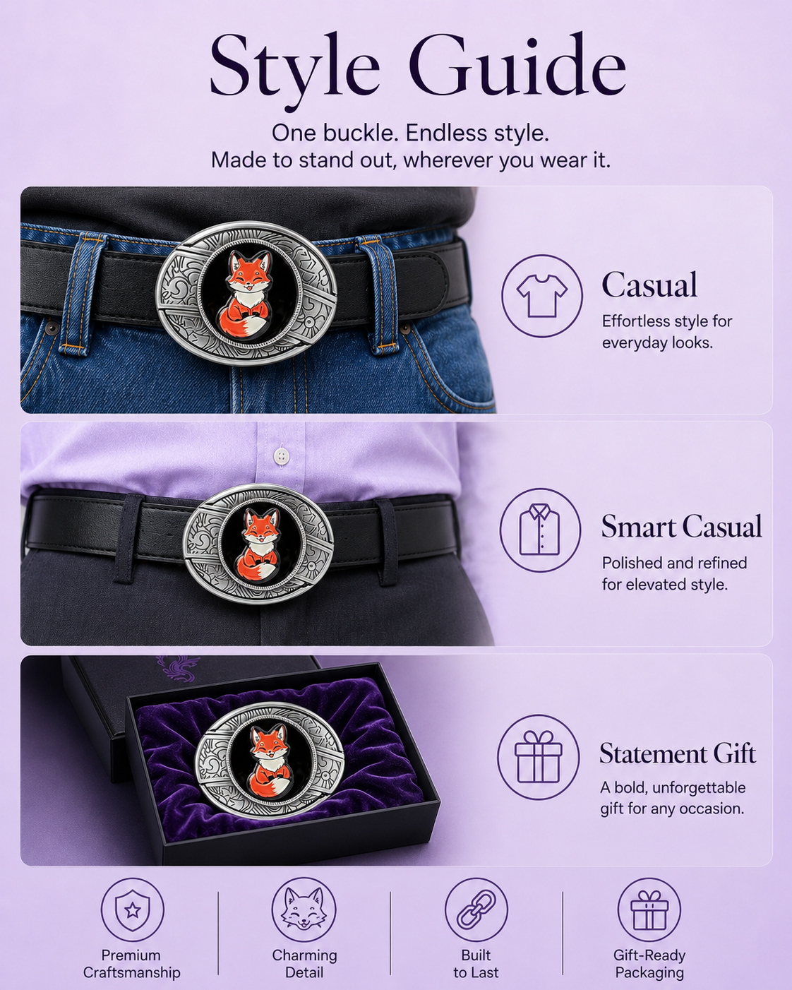 Cute Fox Knife Belt Buckle