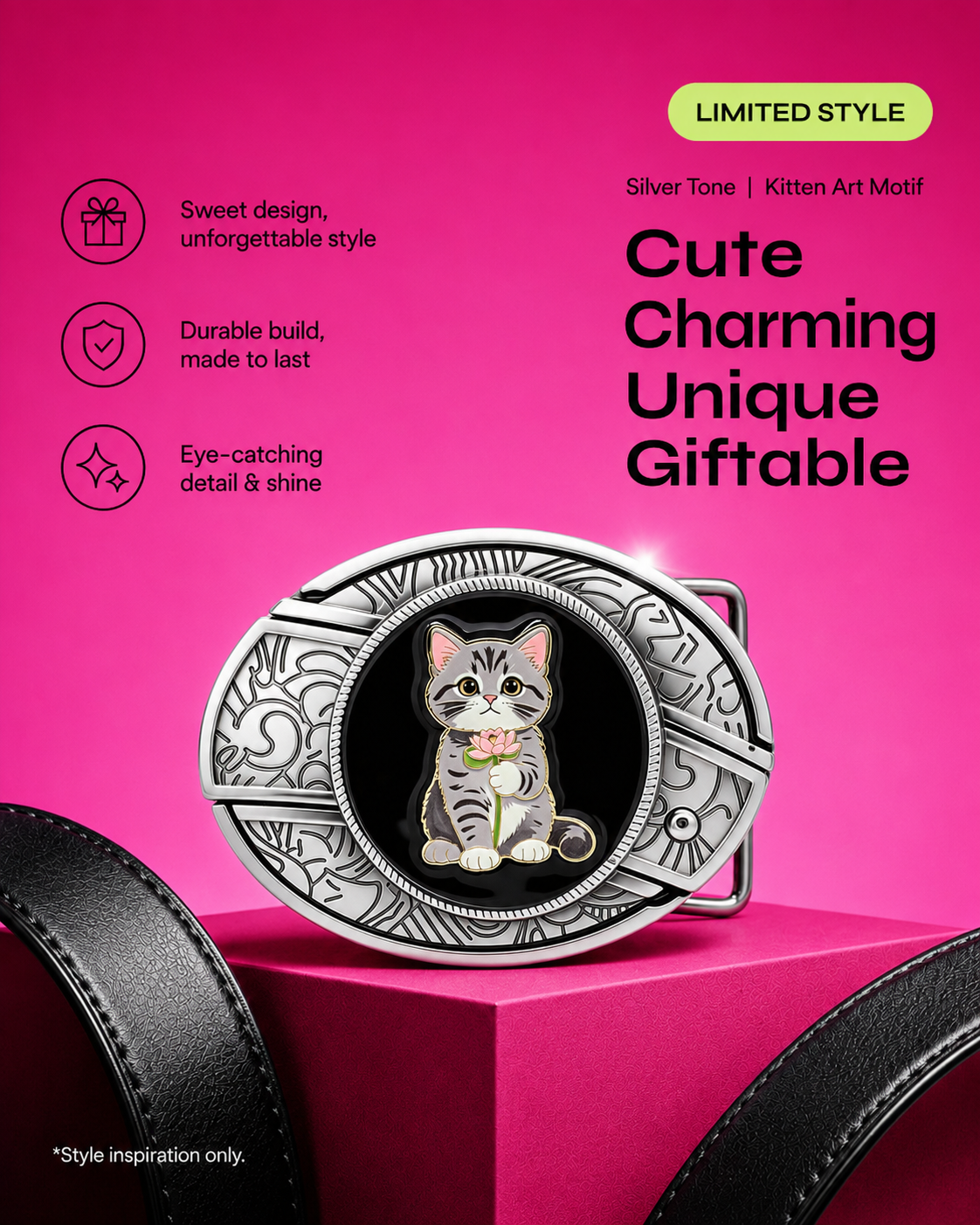 Cute Kitten Knife Belt Buckle