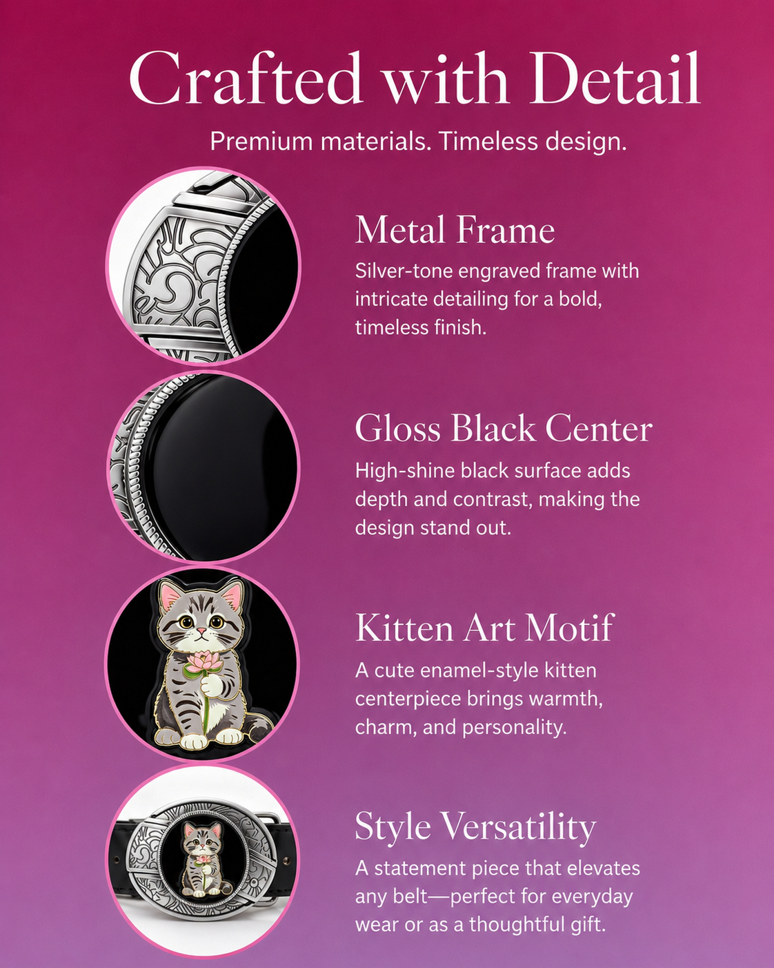 Cute Kitten Knife Belt Buckle