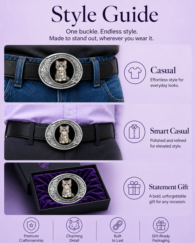 Cute Kitten Knife Belt Buckle detail 4