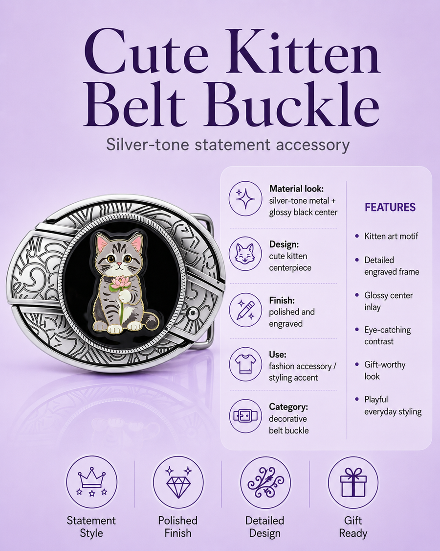 Cute Kitten Knife Belt Buckle detail 5